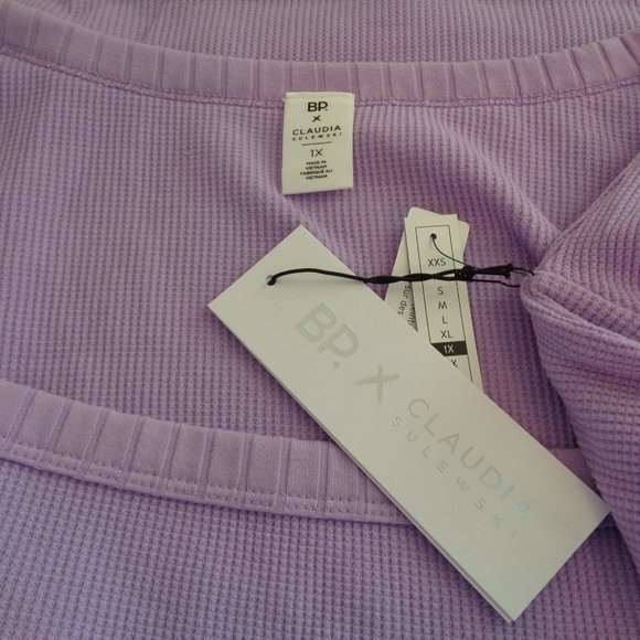 BP x Claudia Sulewski Nordstrom Square Neck Waffle Thermal Top Purple Size 1X - Picture 3 of 6
